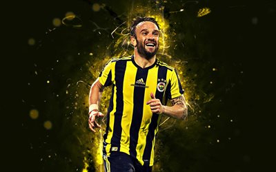 Mathieu Valbuena, 4k, abstract art, football stars, Fenerbahce, soccer, Valbuena, Turkish Super Lig, footballers, neon lights, Fenerbahce FC