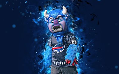 Billy Buffalo, 4k, mascot, Buffalo Bills, abstract art, NFL, creative, USA, Buffalo Bills mascot, National Football League, NFL mascots, official mascot, Bills Mascot Billy