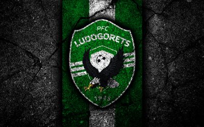 4k, Ludogorets FC, novo logotipo, Parva Liga, futebol, pedra preta, Bulg&#225;ria, Ludogorets, emblema, a textura do asfalto, clube de futebol, FC Ludogorets