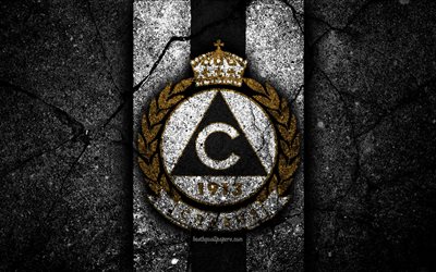 4k, Slavia Sofia FC, el logotipo, la Parva de la Liga, el f&#250;tbol, la piedra negra, Bulgaria, Slavia Sofia, el emblema, el asfalto, la textura, el club de f&#250;tbol, el FC Slavia Sofia