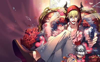 Donquixote Rosinante, 4k, gun, manga, darkness, One Piece