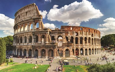 Colosseum, 4k, Flaviska Amfiteatern, italienska landm&#228;rken, Italien, Rom, Europa