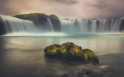 Godafoss, morning, Icelandic landmarks, waterfall, Akureyri, Lake Myvatn, Iceland, Europe