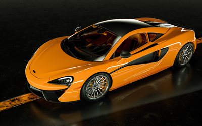 570S McLaren, 2018, turuncu spor araba, bir &#252;st g&#246;r&#252;n&#252;m, spor coupe, yeni orange 570S, İngiliz spor araba, McLaren