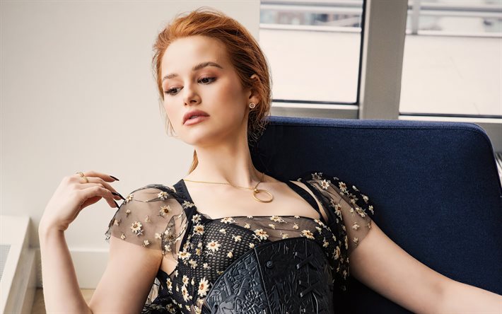 Madelaine Petsch, actrice am&#233;ricaine, portrait, photoshoot, robe noire, belle femme, actrice populaire, star am&#233;ricaine