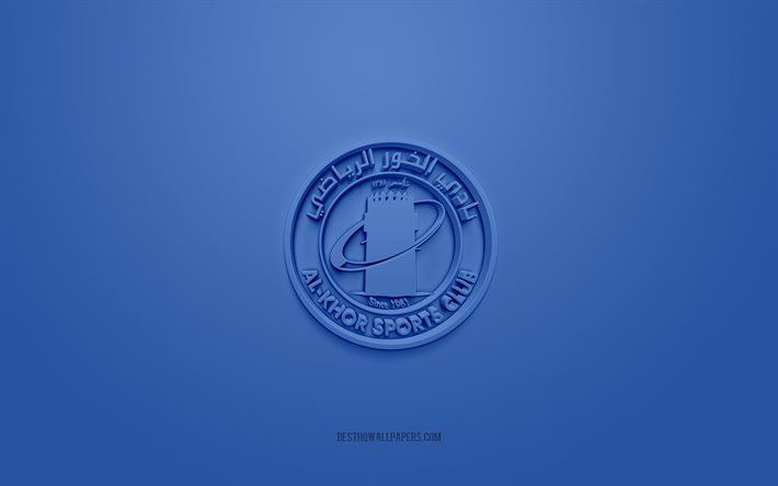 Al-Khor SC, luova 3D-logo, sininen tausta, Qatar Stars League, 3d-tunnus, QSL, Qatar Football Club, Al Khor, Qatar, 3D-taide, jalkapallo, Al-Khor SC 3d -logo