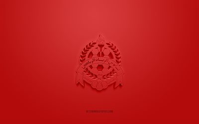Al-Rayyan SC, logo 3D creativo, sfondo rosso, Qatar Stars League, emblema 3d, QSL, Qatar Football Club, Al-Rayyan, Qatar, arte 3d, calcio, logo Al-Rayyan SC 3d