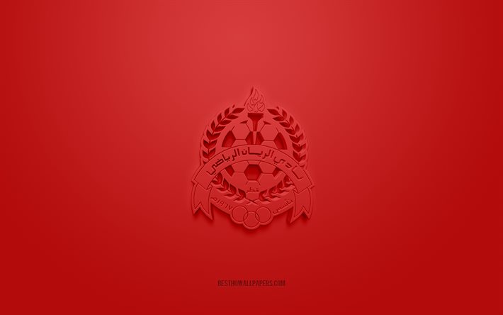 Al-Rayyan SC, creative 3D logo, red background, Qatar Stars League, 3d emblem, QSL, Qatar Football Club, Al-Rayyan, Qatar, 3d art, football, Al-Rayyan SC 3d logo