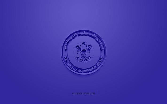 Al-Sailiya SC, yaratıcı 3D logo, mavi arka plan, Katar Yıldızlar Ligi, 3d amblem, QSL, Katar Futbol Kul&#252;b&#252;, Doha, Katar, 3d sanat, futbol, Al-Sailiya SC 3d logosu