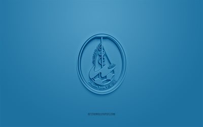 Al-Wakrah SC, creative 3D logo, blue background, Qatar Stars League, 3d emblem, QSL, Qatar Football Club, Al Wakrah, Qatar, 3d art, football, Al-Wakrah SC 3d logo