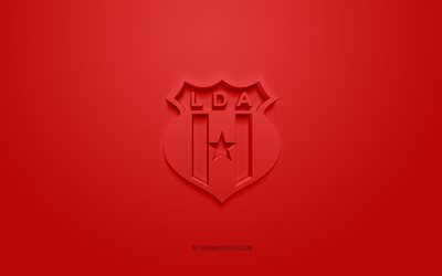 Liga Deportiva Alajuelense, kreativ 3D-logotyp, r&#246;d bakgrund, Liga FPD, 3d-emblem, Costa Rica fotbollsklubb, El Llano, Costa Rica, fotboll, Liga Deportiva Alajuelense 3d-logotyp