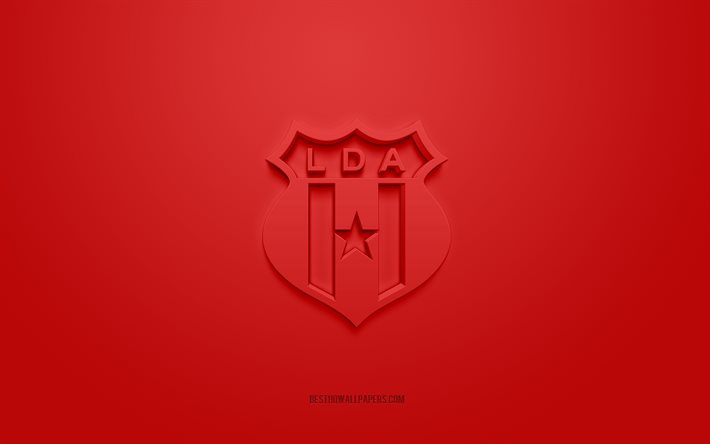Liga Deportiva Alajuelense, creative 3D logo, red background, Liga FPD, 3d emblem, Costa Rican football club, El Llano, Costa Rica, football, Liga Deportiva Alajuelense 3d logo