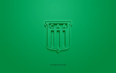 Club Agropecuario Argentino, creative 3D logo, green background, Argentine football team, Primera B Nacional, Buenos Aires, Argentina, 3d art, football, Club Agropecuario Argentino 3d logo