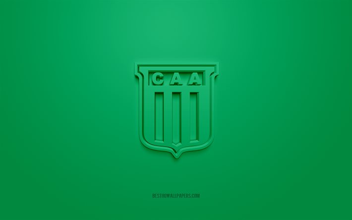 نادي أجروبيكاريو أرجنتينو, شعار 3D الإبداعية, خلفية خضراء, فريق كرة القدم الأرجنتيني, بريميرا ب ناسيونال, بوينوس أيريس, الأرجنتين, فن ثلاثي الأبعاد, كرة القدم, شعار نادي Agropecuario Argentino ثلاثي الأبعاد