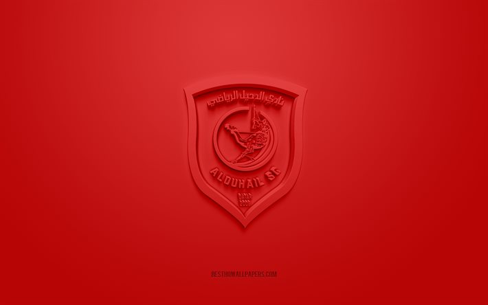 الدحيل, شعار 3D الإبداعية, خلفية حمراء, دوري نجوم قطر, 3d شعار, QSL, نادي قطر لكرة القدم, الدحيل،, قطر, فن ثلاثي الأبعاد, كرة القدم, Al-Duhail SC 3D logo