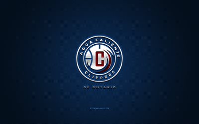Agua Caliente Clippers, club de basket am&#233;ricain, logo blanc, fond bleu en fibre de carbone, NBA G League, basket-ball, Californie, &#201;tats-Unis, logo Agua Caliente Clippers