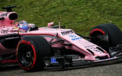 Sergio Perez, 4k, F1, raceway, 2017 cars, Force Force India, VJM10, Formula 1
