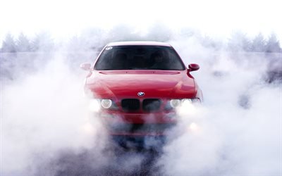 BMW M5, E39, smoke, drift, wagons, red m5, BMW