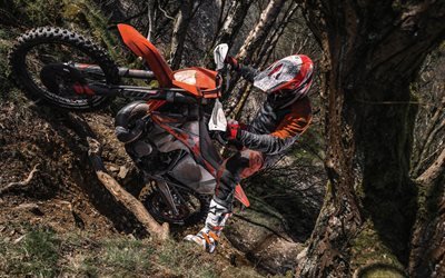 extrema, KTM 300 EXC TPI, 2018 motos, offroad, floresta, piloto, motocross, KTM