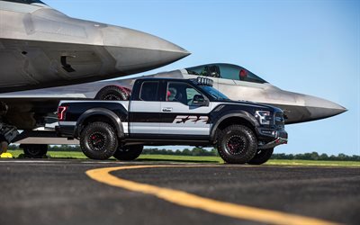 Ford F-150 Raptor, F-22 K&#228;site, 2017, Tuning, Amerikkalaisten autojen, pick-up, sotilaslentokoneiden, taistelija, F-22, Ford