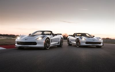 chevrolet corvette, 2018, carbon 65 edition, sport cars, sunset, american cars, chevrolet