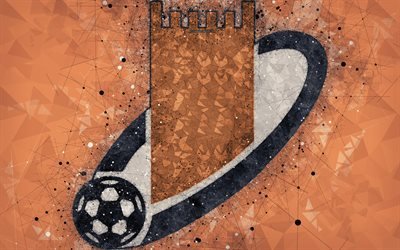 Ajman Club, 4k, el arte geom&#233;trico, el logotipo, el emirato club de f&#250;tbol, fondo naranja, emblema, EMIRATOS &#225;rabes Pro-League, Ajman, Emiratos &#193;rabes Unidos, la Arabian Gulf League, f&#250;tbol