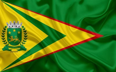 Bandiera di Bauru, 4k, seta, texture, citt&#224; Brasiliana, di seta verde bandiera, Bauru bandiera, Sao Paulo, Brasile, arte, Sud America, Bauru