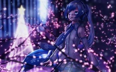 Vocaloid, Hatsune Miku, neon lights, bl&#228;ndning, manga, Miku Hatsune