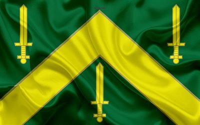 Flag of Campina Grande, 4k, silk texture, Brazilian city, yellow green silk flag, Campina Grande flag, Para&#237;ba, Brazil, art, South America, Campina Grande