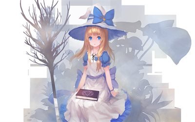 Alice in Wonderland, Marisa Kirisame, art, anime merkki&#228;, pikku noita, Japanilainen manga, Touhou Project