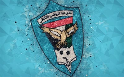 Dibba Al-Fujairah Club, 4k, geometric art, logo, emirate football club, blue background, emblem, UAE Pro-League, Fujairah, United Arab Emirates, Arabian Gulf League, football