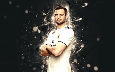 2018-2019 Nacho Fernandez, 4k, sezon, futbolcular, neon ışıkları, Real Madrid, futbol, Fernandez, fan sanat, UEFA, Galacticos