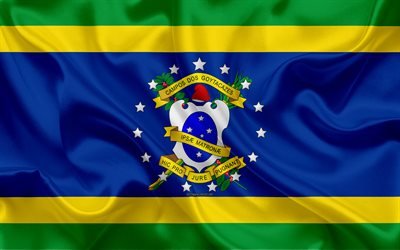 旗のカdos Goytacazes, 4k, シルクの質感, ブラジルの市, 青色の絹の旗を, カdos Goytacazesフラグ, リオデジャネイロ, ブラジル, 美術, 南米, カdos Goytacazes