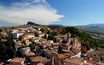Emilia Romagna, la antigua ciudad italiana, verano, paisaje urbano, Italia