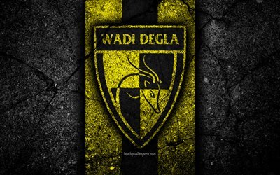 4k, FC, Wadi Degla, logo, Egyptian Premier League, premier league, calcio, Egitto, pietra nera, Asfalto texture, Wadi Degla FC