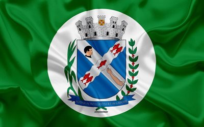 旗のPiracicaba, 4k, シルクの質感, ブラジルの市, 緑色の絹の旗を, Piracicabaフラグ, サンパウロ, ブラジル, 美術, 南米, Piracicaba