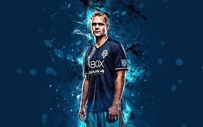 4k, Chad Marshall, abstract art, Seattle Sounders, football, Marshall, soccer, MLS, footballers, neon lights, Seattle Sounders FC, creative