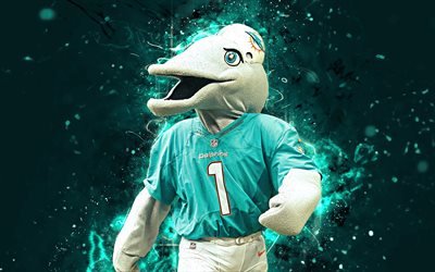 Delfinen, 4k, TD, maskot, Miami Dolphins, abstrakt konst, NFL, kreativa, USA, Miami Dolphins maskot, National Football League, NFL maskotar, officiella maskot, TD Miami Dolphins Maskot