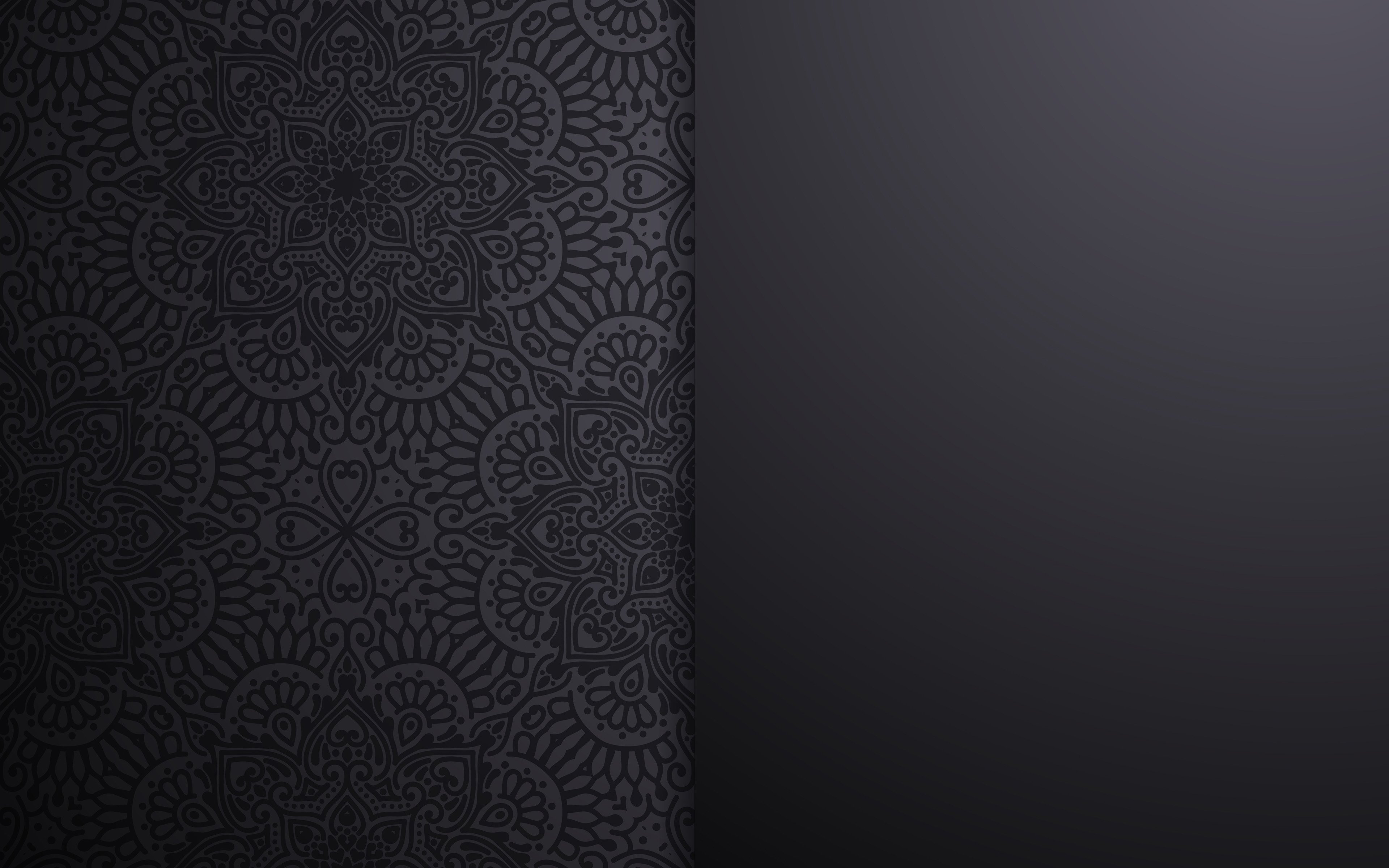 ダウンロード画像 グレーの質感 黒のパターン 花のパターン お洒落なグレー背景 4k 画面の解像度 3840x2400 壁紙デスクトップ上