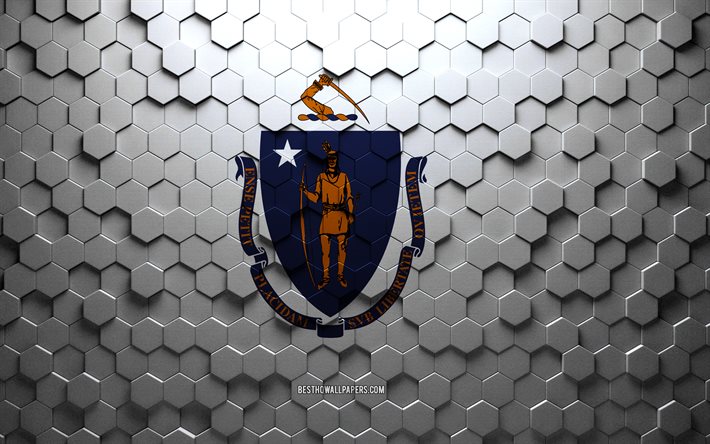 Massachusetts bayrağı, petek sanatı, Massachusetts altıgenler bayrağı, Massachusetts, 3d altıgenler sanatı