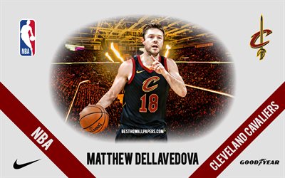 Matthew Dellavedova, Cleveland Cavaliers, Australian Basketball Player, NBA, portrait, USA, basketball, Rocket Mortgage FieldHouse, Cleveland Cavaliers logo