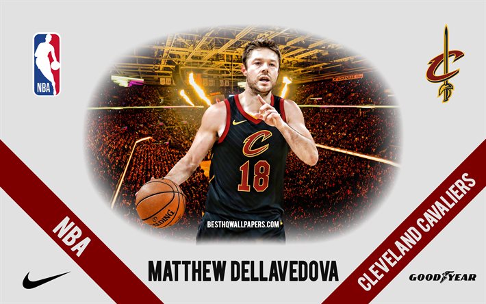 Matthew Dellavedova, Cleveland Cavaliers, Australian Basketball Player, NBA, portrait, USA, basketball, Rocket Mortgage FieldHouse, Cleveland Cavaliers logo
