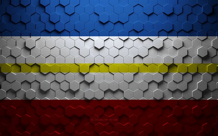 Flagga av Mecklenburg-Vorpommern, honeycomb art, Mecklenburg-Vorpommern hexagons flagga, Mecklenburg-Vorpommern, 3d hexagons art, Mecklenburg-Vorpommern flagga