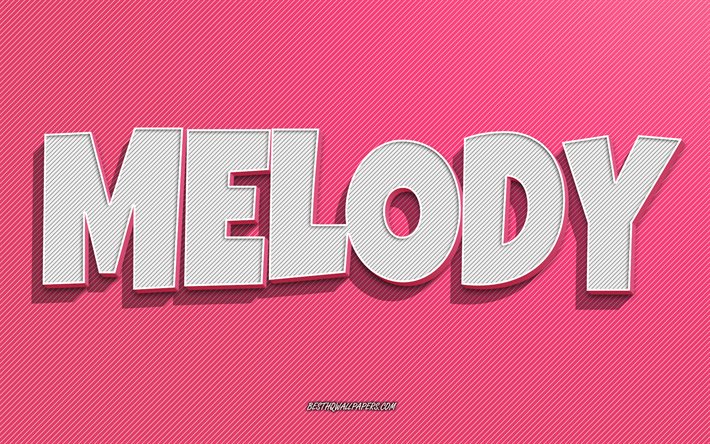 Melody, pink lines background, wallpapers with names, Melody name, female names, Melody greeting card, line art, picture with Melody name