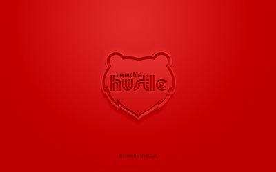 Memphis Hustle, creative 3D logo, red background, NBA G League, 3d emblem, American Basketball Club, Memphis, USA, 3d art, basketball, Memphis Hustle 3d logo