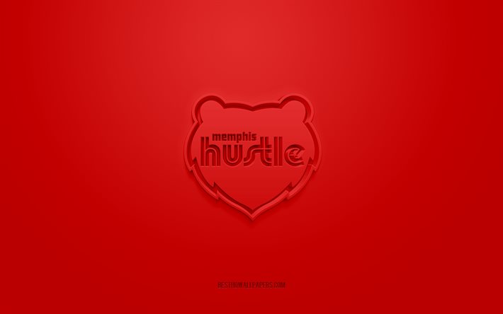 Memphis Hustle, creative 3D logo, red background, NBA G League, 3d emblem, American Basketball Club, Memphis, USA, 3d art, basketball, Memphis Hustle 3d logo