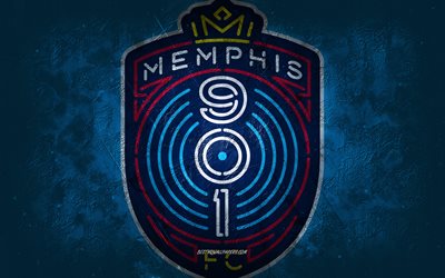 Memphis 901 FC, American soccer team, blue background, Memphis 901 FC logo, grunge art, USL, soccer, Memphis 901 FC emblem