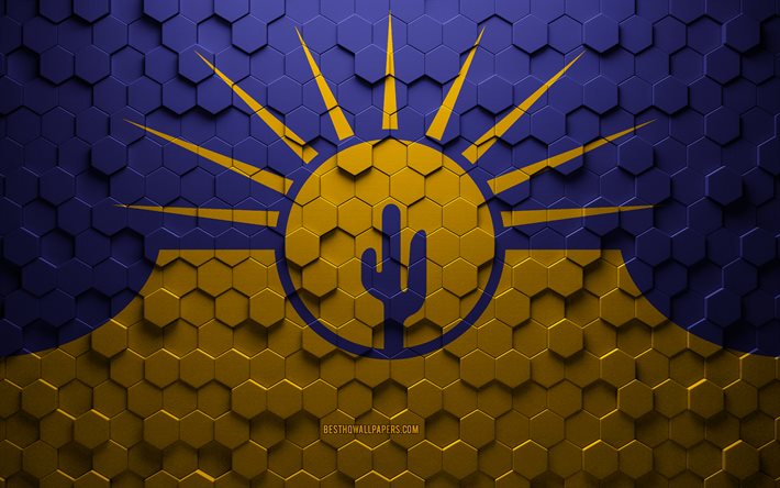 Bandeira de Mesa, Arizona, arte em favo de mel, bandeira de hex&#225;gonos Mesa, Mesa, arte em hex&#225;gonos 3D, bandeira Mesa