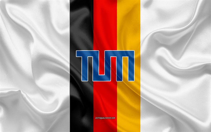 M&#252;nchens tekniska universitet Emblem, tyska flaggan, M&#252;nchens tekniska universitetets logotyp, M&#252;nchen, Tyskland, M&#252;nchens tekniska universitet