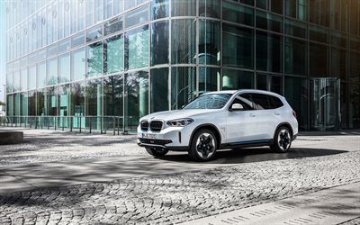 2022, BMW iX3, exterior, front view, electric crossover, iX3 exterior, new white iX3, electric cars, German cars, BMW